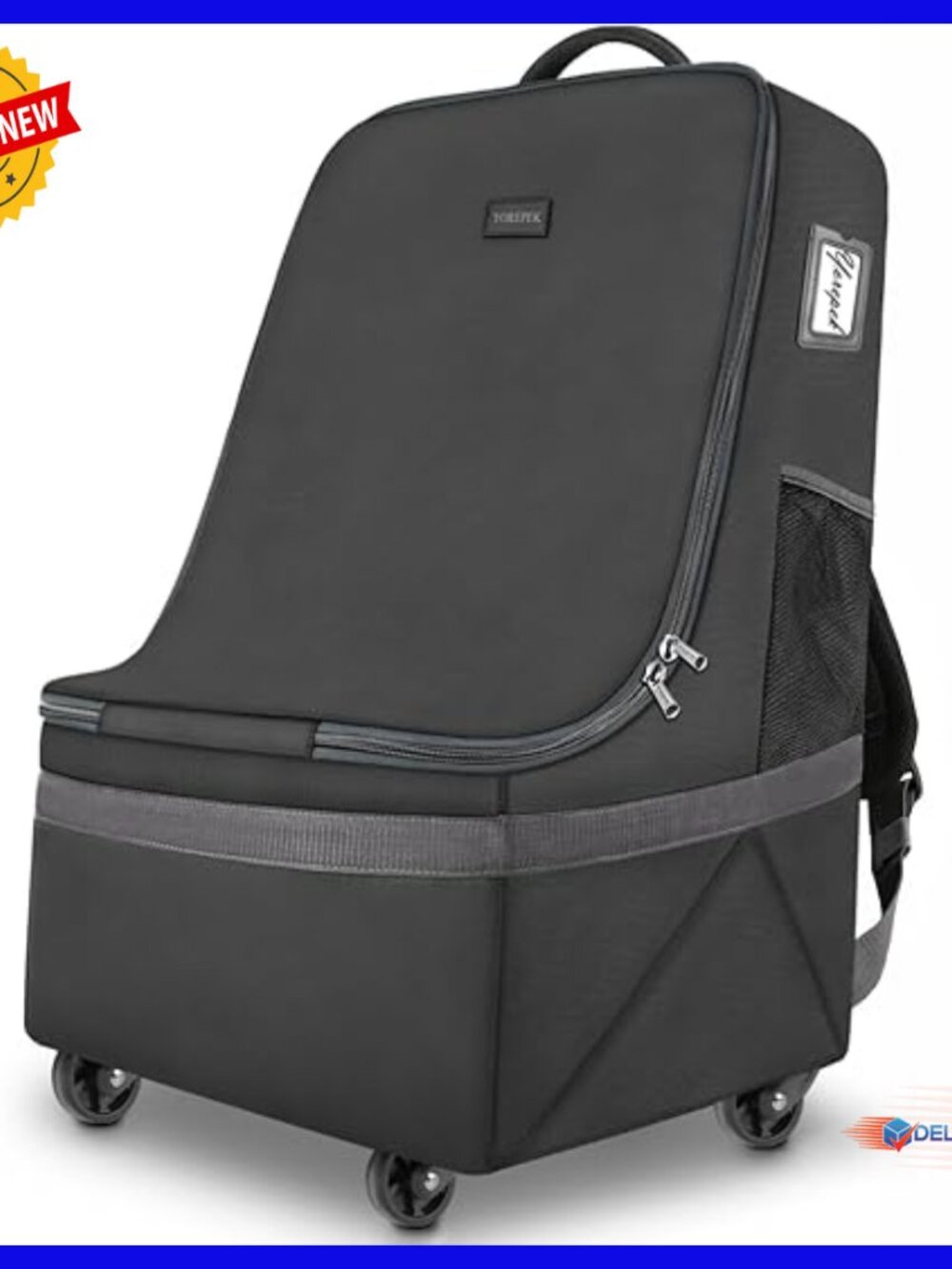 Padded Car Seat Travel Backpack with Wheels, Large Gate Check Bag